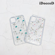 iDoeeoD - Small Blue Pink Pressed Flowers Clear Phone Case