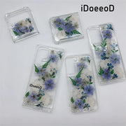 Blue And White Delphiniums Pressed Flowers Clear Phone Case - iDoeeoD