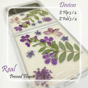 Purple Flower + Green Leaves | Bumper Case | Z Flip 3, Z Flip 4, Z Fold 3, Z Fold 4