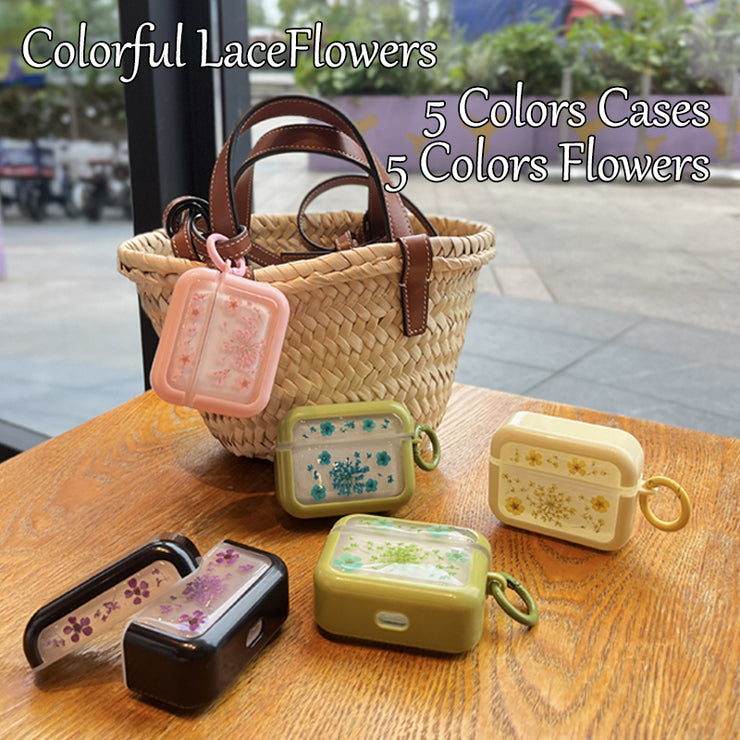 Kawaii Case | Lace Flower Collection | Pressed Real Flower | Resin | AirPods