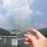 Small Purple Yellow Pressed Flowers Clear Phone Case