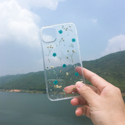 Small Blue Pink Pressed Flowers Clear Phone Case