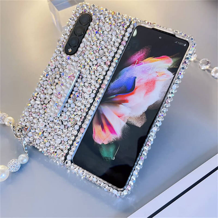 Bulling Bulling Rhinestone | with Pearl Chain | Z Flip 3, Z Flip 4, Z Fold 3, Z Fold 4 Phone Case