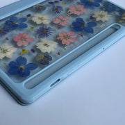 Blue Pink White 3 Color Flowers Tablet Case | iPad Pro | Air 4 5 | Mini 6