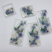 Blue And White Delphiniums Pressed Flowers Clear Phone Case