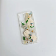 Blue And White Delphiniums Pressed Flowers Clear Phone Case - iDoeeoD