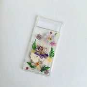 Blue And White Delphiniums Pressed Flowers Clear Phone Case