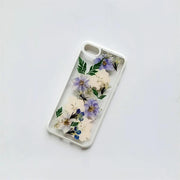 Blue And White Delphiniums Pressed Flowers Clear Phone Case - iDoeeoD