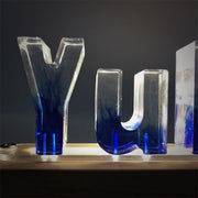 Dark Blue Gradient Resin Name Night Light-Wooden Base