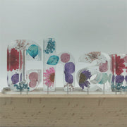 Colorful Dried Pressed Flower Resin Name Night Light-Wooden Base