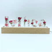 Dried Rose Pressed Flowers Resin Name Night Light-Wooden Base