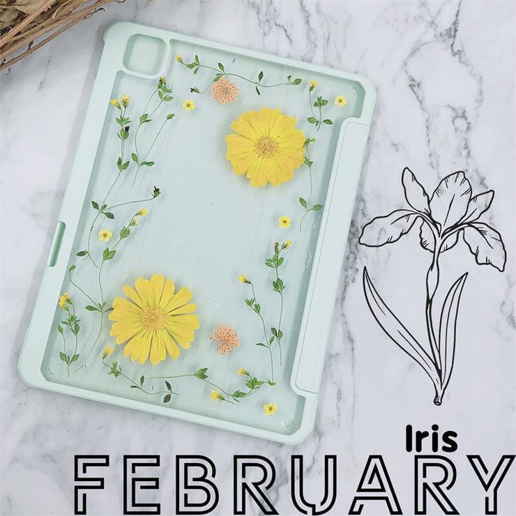 February Iris BirthFlower Tablet Case | iPad Pro Air mini6 Tab S8 S7 Ultra S8+ S7+ A8 A7 Case