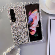 Bulling Bulling Rhinestone | with Pearl Chain | Z Flip 3, Z Flip 4, Z Fold 3, Z Fold 4 Phone Case