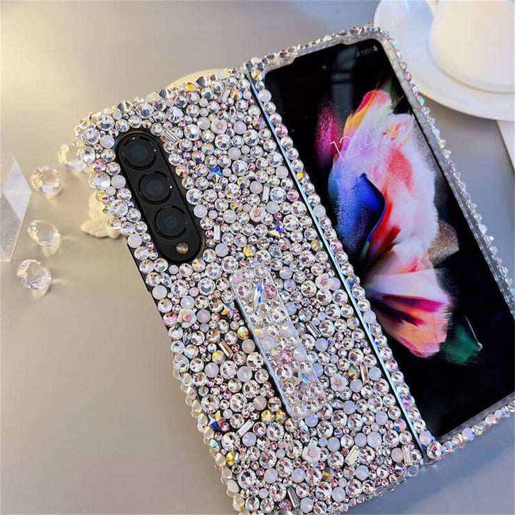 Bulling Bulling Rhinestone | with Pearl Chain | Z Flip 3, Z Flip 4, Z Fold 3, Z Fold 4 Phone Case