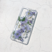 Blue And White Delphiniums Pressed Flowers Clear Phone Case