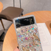 Multicolor Rhinestone Phone Case | with Pearl Chain | Z Flip 3, Z Flip 4, Z Fold 3, Z Fold 4 Phone Case