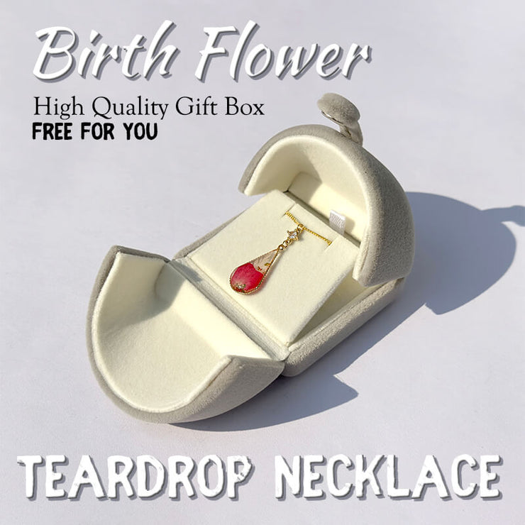 Teardrop Birth Month Flower Necklace, unique gift for her Birthday, pressed flower necklace, dried flower resin jewelry, botanical jewelry, nature