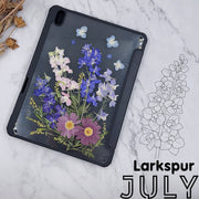 July Larkspur BirthFlower Tablet Case | iPad Pro Air mini6 Tab S8 S7 Ultra S8+ S7+ A8 A7 Case