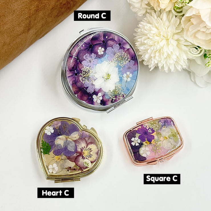 Pressed Flowers Jewelry Box | Birth Control Pill Box | Cute Pill Organizer Pill Case | Travel Small Purse Pocket Jewelry Case