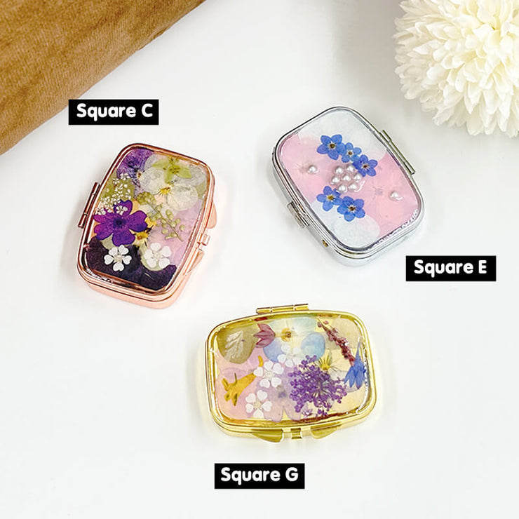 Pressed Flowers Jewelry Box | Birth Control Pill Box | Cute Pill Organizer Pill Case | Travel Small Purse Pocket Jewelry Case