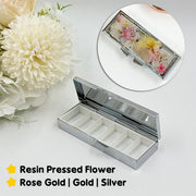 Pressed Flowers Jewelry Box | Birth Control Pill Box | Cute Pill Organizer Pill Case | Travel Small Purse Pocket Jewelry Case