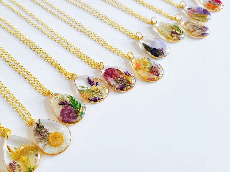 Pressed Flower Necklace, Pressed Flower Jewelry Dried Floral – Local Leaf  Gallery