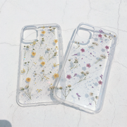 Small Purple Yellow Pressed Flowers Clear Phone Case