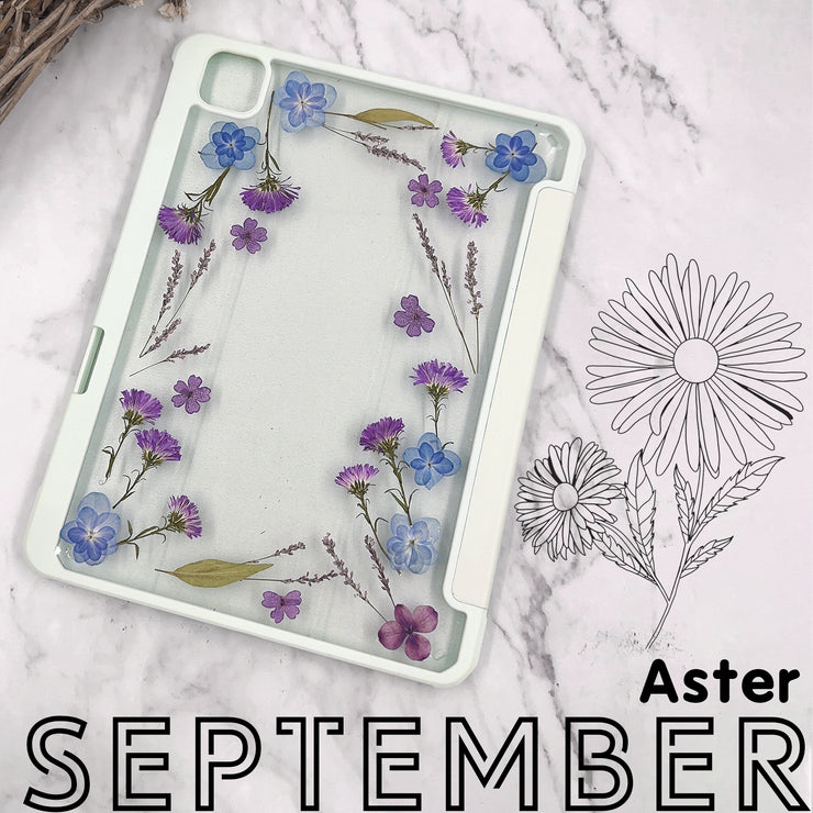 September Aster BirthFlower Tablet Case | iPad Pro Air mini6 Tab S8 S7 Ultra S8+ S7+ A8 A7 Case