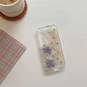 Gold Flake Dried Pressed Flower Clear Phone Case