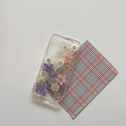 Gold Flake Dried Pressed Flower Clear Phone Case