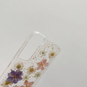 Gold Flake Dried Pressed Flower Clear Phone Case