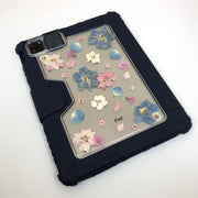 Blue White Pink Delphinium Tablet Case | Bumper Leather Case | Camera Protection Case