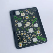 White Flowers Green Leaves Tablet Case | iPad Pro | Air 4 5 | Mini 6