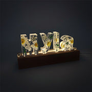 White Daisies Dried Flower Resin Name Night Light-Wooden Base