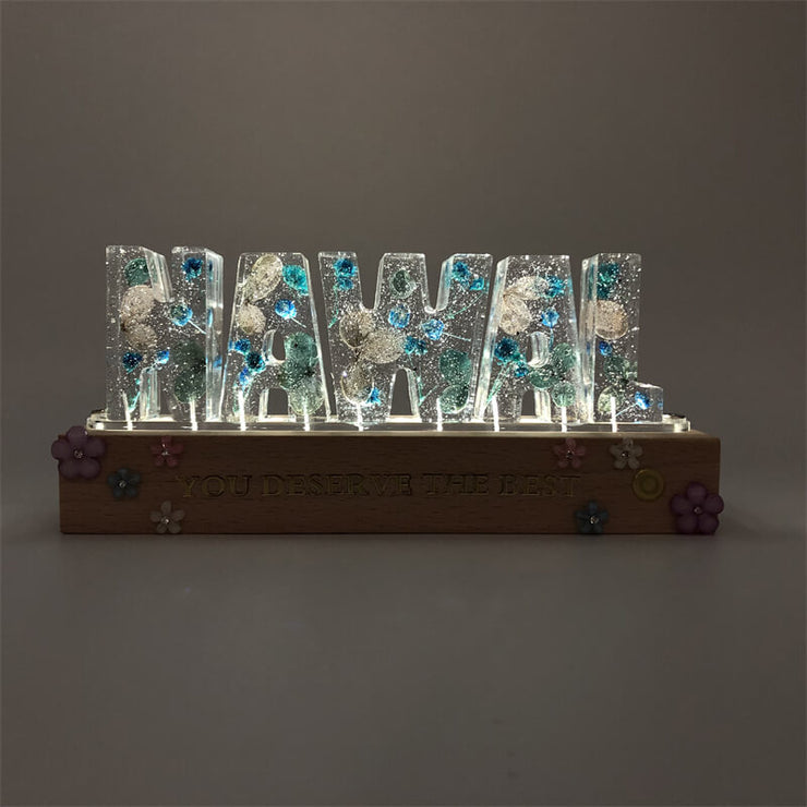 Haze Blue | Eternal Flower Night Light | Wooden Base