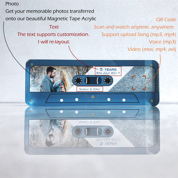 Advanced Custom Gift | Magnetic Tape Crystal Clear Photo Plate | Scan the QR Code To Play The Memories