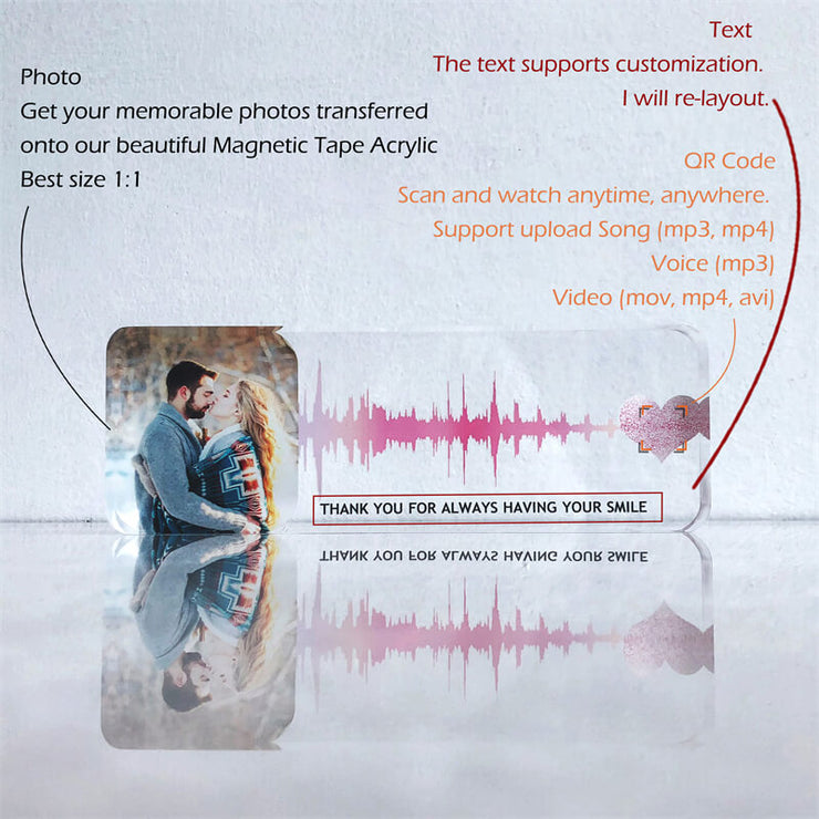 Advanced Custom Gift | Soundwave Art Crystal Clear Photo Plate | Scan the QR Code To Listen The Memories