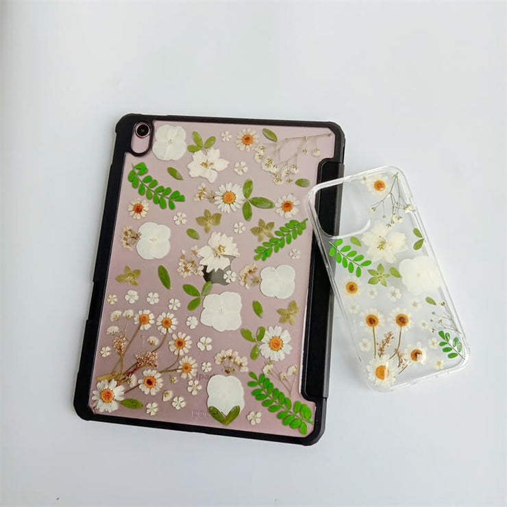 Matching Case | White Flowers Green Leaves Tablet Case