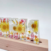 Summer - White & Yellow Daisies | Wooden Base | Dried Flower Letters Night Light