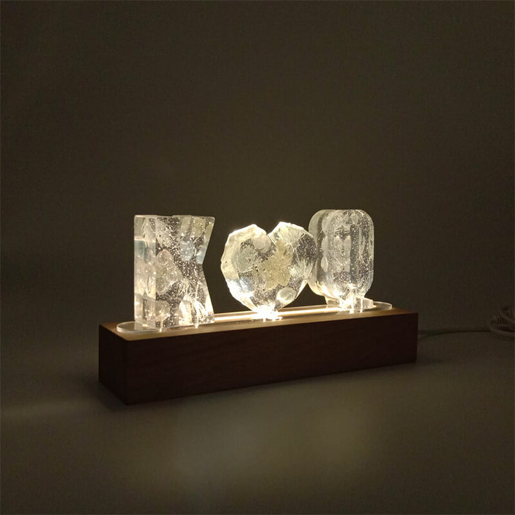 Clear - Blue | Eternal Flower Night Light | Wooden Base