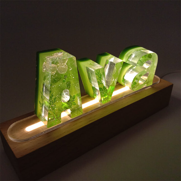 Spring - Green vitality | Eternal Flower Night Light | Wooden Base