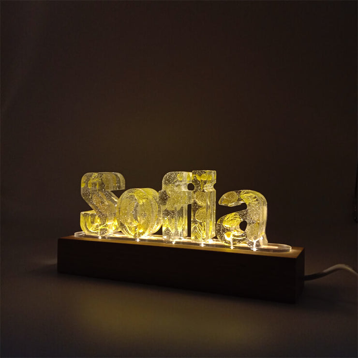 Vibrant Yellow | Eternal Flower Night Light | Wooden Base