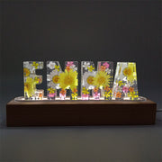 Summer - White & Yellow Daisies | Wooden Base | Dried Flower Letters Night Light