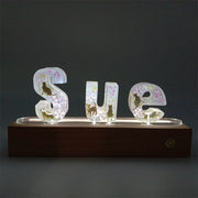 Cat Pattern Metal Block Resin Name Night Light-Wooden Base