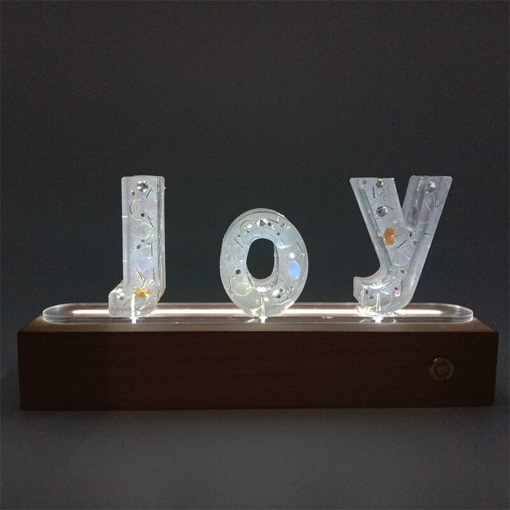 Small Rhinestone Ornaments Resin Name Night Light - Rechargeable Wooden Base