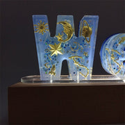 Blue Gold 12 Constellations Resin Name Night Light-Wooden Base