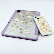 Matching Case | Gold Foil White Flower Tablet Case