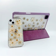 Matching Case | Gold Foil White Flower Tablet Case