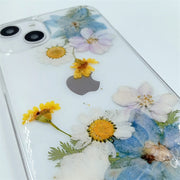 Blue Yellow Flowers White Daisies | Clear, Bumper, Border Phone Case | Apple Samsung Google