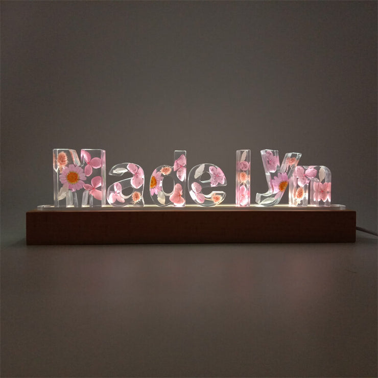 Pink Hydrangea | Eternal Flower Night Light | Wooden Base